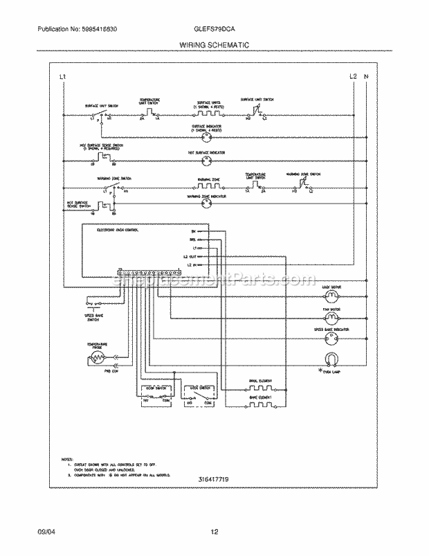 Frigidaire GLEFS79DCA Freestanding, Electric Electric Range Page G Diagram