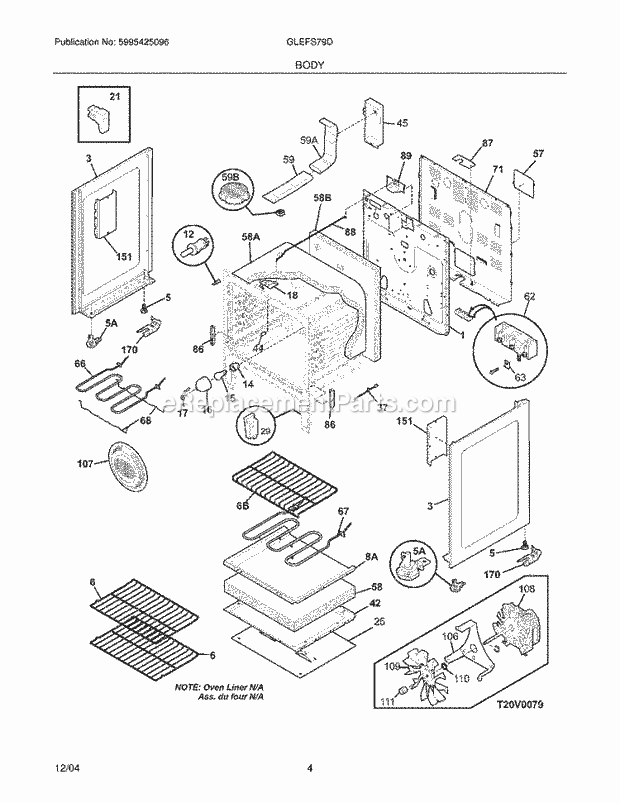 Frigidaire GLEFS79DQC Freestanding, Electric Electric Range Body Diagram