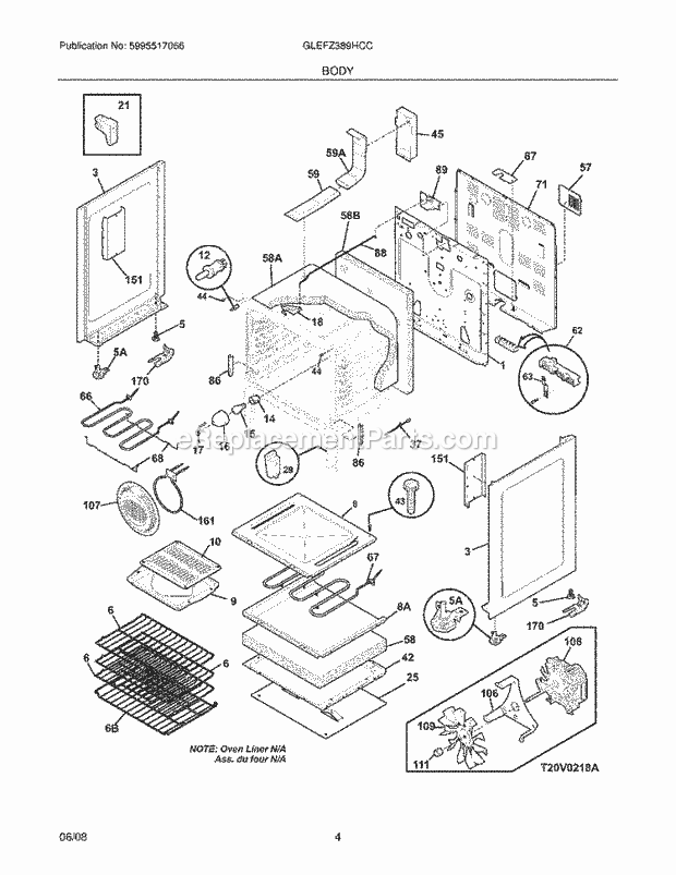 Frigidaire GLEFZ389HCC Range Body Diagram