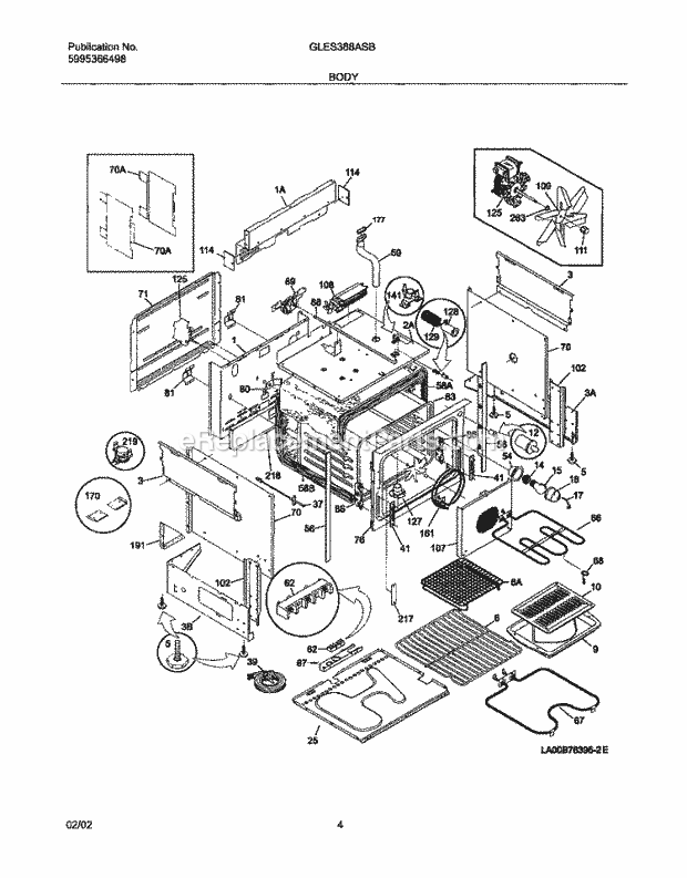 Frigidaire GLES388ASB Slide-In, Electric Electric Range Body Diagram