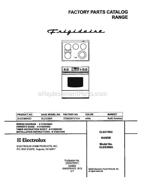 Frigidaire GLES388ASD Slide-In, Electric Electric Range Page C Diagram
