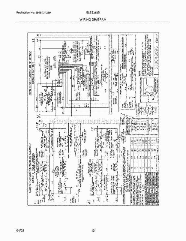 Frigidaire GLES388DBB Slide-In, Electric Electric Range Page F Diagram