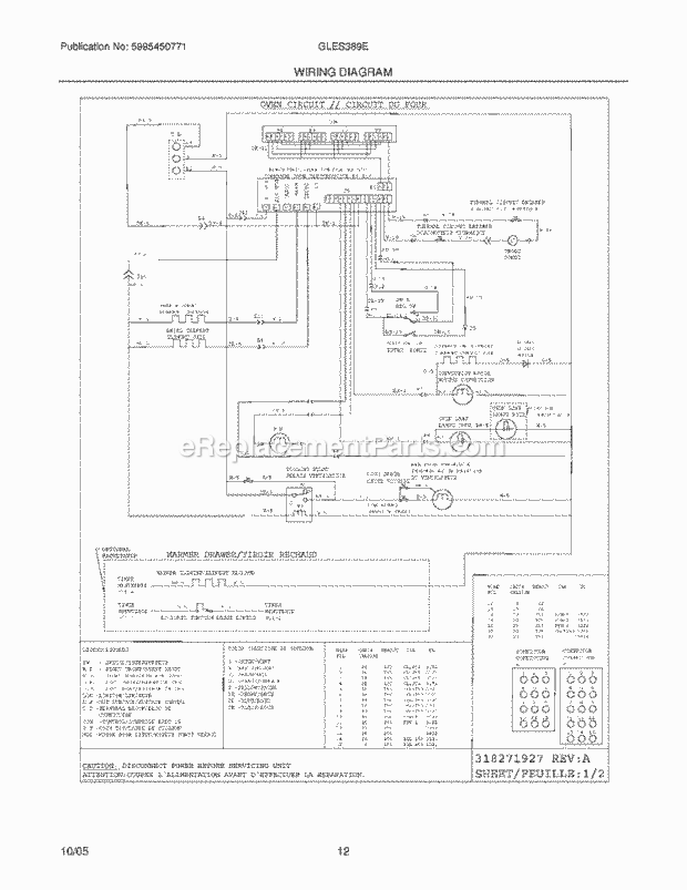 Frigidaire GLES389EBB Slide-In, Electric Electric Range Page G Diagram