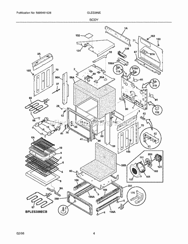 Frigidaire GLES389EQD Slide-In, Electric Electric Range Body Diagram