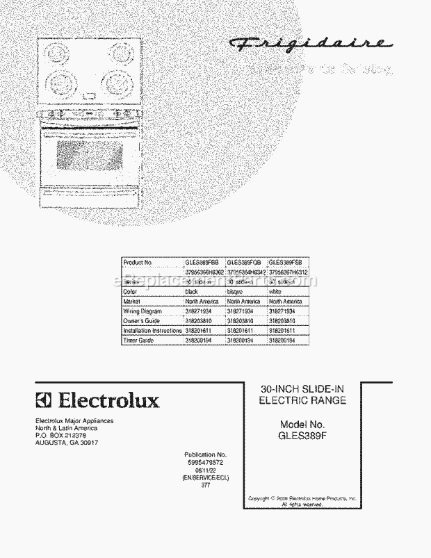 Frigidaire GLES389FQB Slide-In, Electric Electric Range Page C Diagram