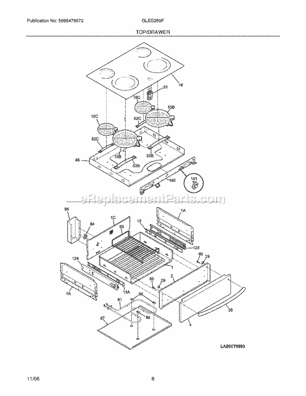 Frigidaire GLES389FQB Slide-In, Electric Electric Range Top / Drawer Diagram