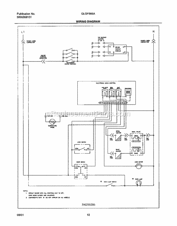 Frigidaire GLGF366ABB Freestanding, Gas Range Page G Diagram