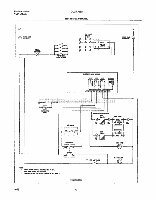 Frigidaire GLGF366ABC Freestanding, Gas Range Page H Diagram