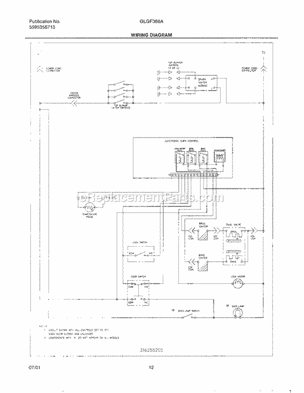 Frigidaire GLGF366AQA Freestanding, Gas Range Page G Diagram