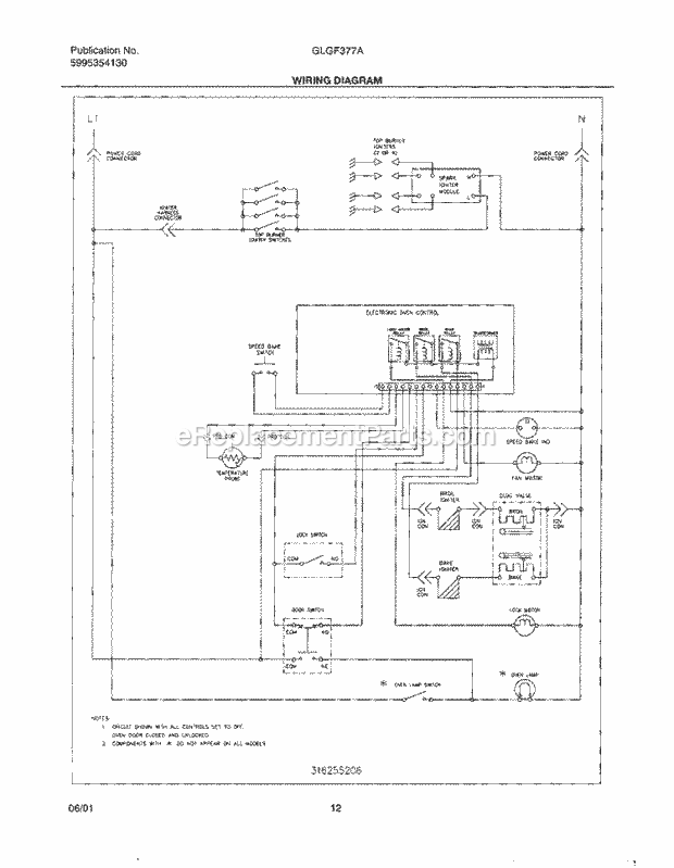 Frigidaire GLGF377AQA Freestanding, Gas Gas Range Page G Diagram