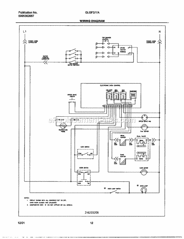 Frigidaire GLGF377AQD Freestanding, Gas Gas Range Page G Diagram