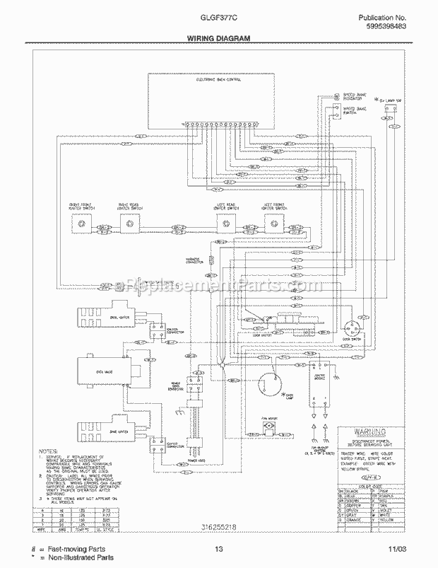 Frigidaire GLGF377CBB Freestanding, Gas Gas Range Page G Diagram