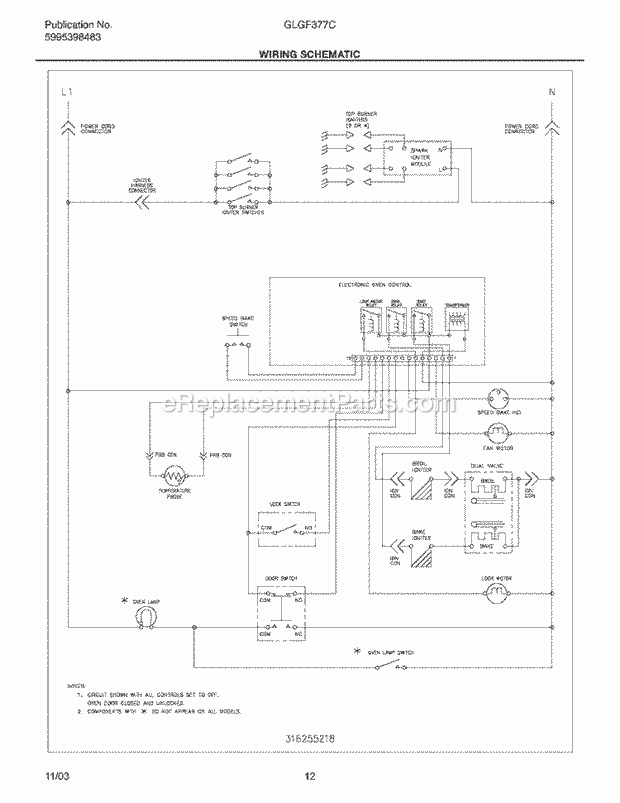 Frigidaire GLGF377CBB Freestanding, Gas Gas Range Page H Diagram