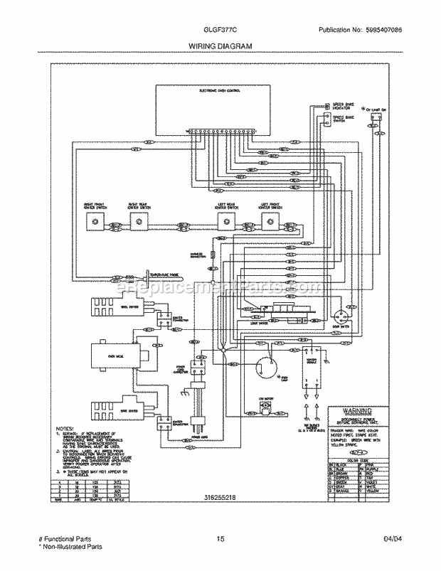 Frigidaire GLGF377CBD Freestanding, Gas Gas Range Page G Diagram