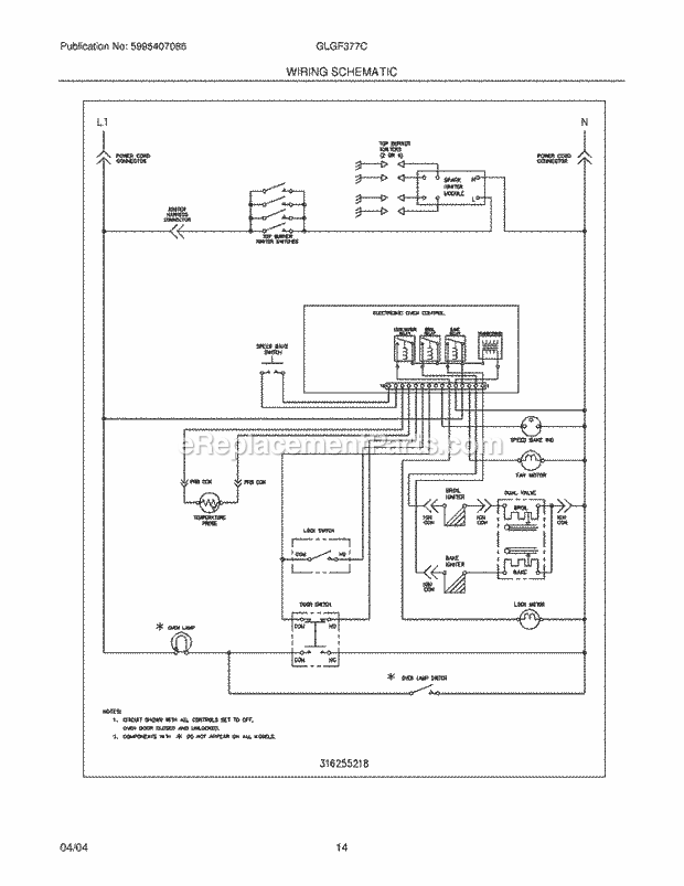 Frigidaire GLGF377CBD Freestanding, Gas Gas Range Page H Diagram