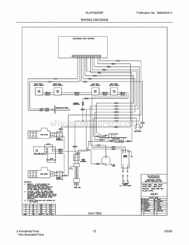 Frigidaire GLGF382DBF Frigidaire/Range Page G Diagram