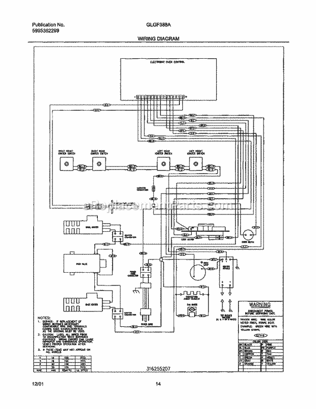 Frigidaire GLGF388ASA Freestanding, Gas Range Page G Diagram