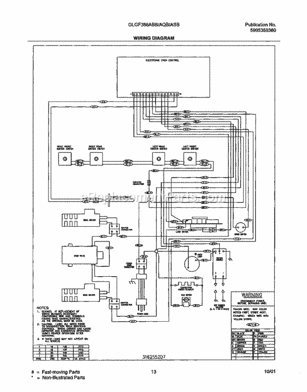 Frigidaire GLGF388ASB Freestanding, Gas Range Page G Diagram