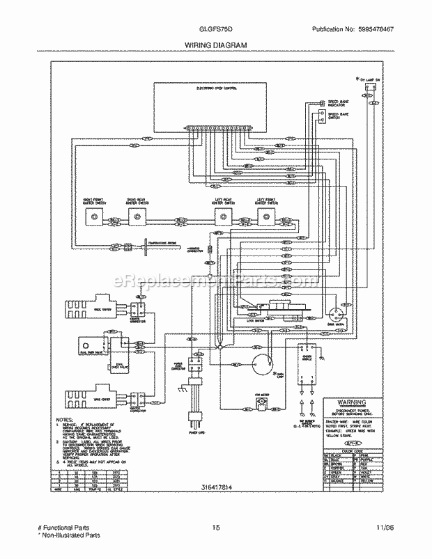 Frigidaire GLGFS75DBH Freestanding, Gas Gas Range Page G Diagram