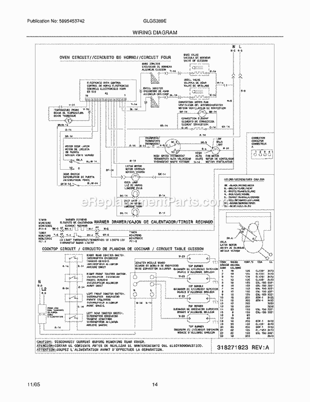 Frigidaire GLGS389EQA Slide-In, Gas Gas Range Page G Diagram