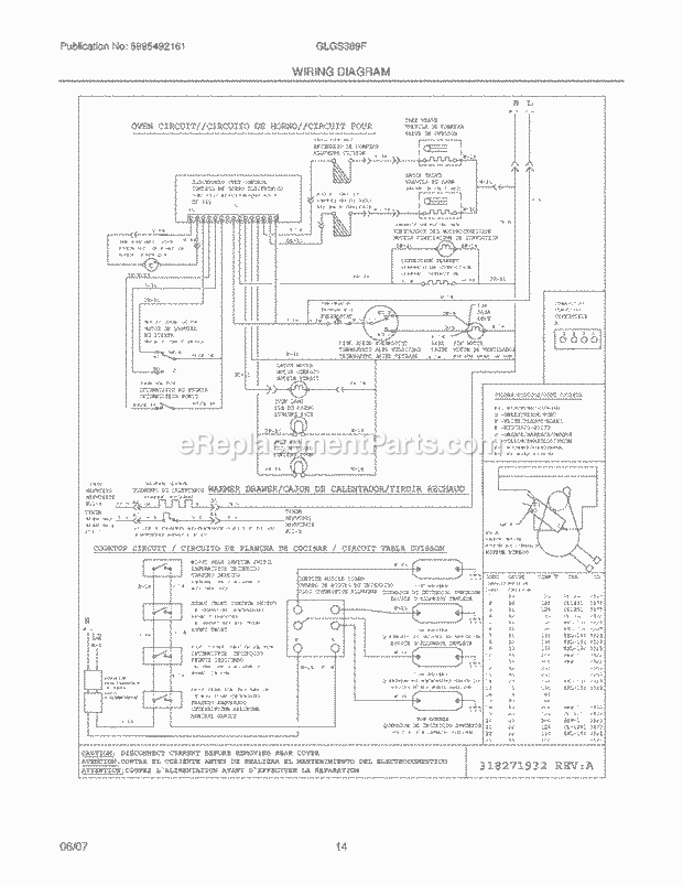 Frigidaire GLGS389FBC Slide-In, Gas Gas Range Page G Diagram