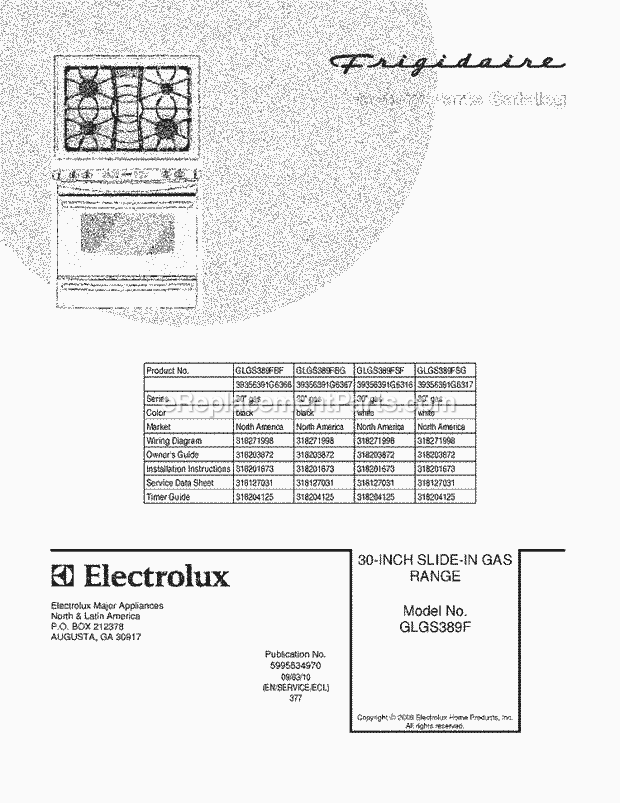 Frigidaire GLGS389FBF Range Page D Diagram