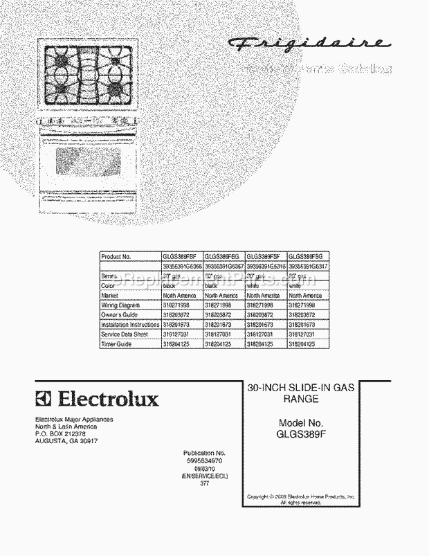 Frigidaire GLGS389FBG Range Page D Diagram