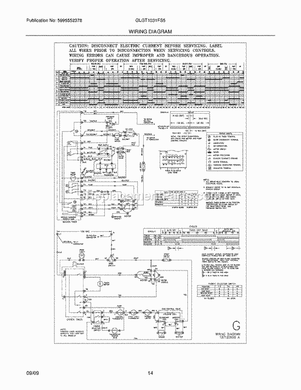 Frigidaire GLGT1031FS5 Laundry Center Page H Diagram