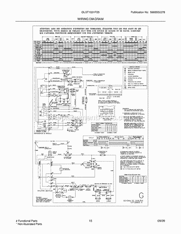 Frigidaire GLGT1031FS5 Laundry Center Page I Diagram