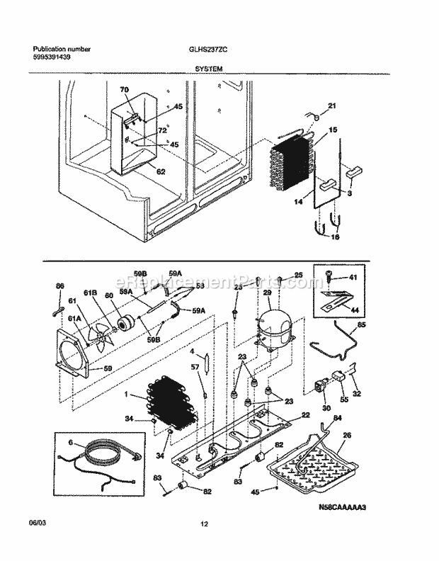 Frigidaire GLHS237ZCQ0 Side-By-Side Sxs Refrigerator System Diagram