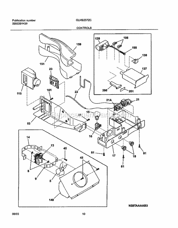 Frigidaire GLHS237ZCQ0 Side-By-Side Sxs Refrigerator Controls Diagram