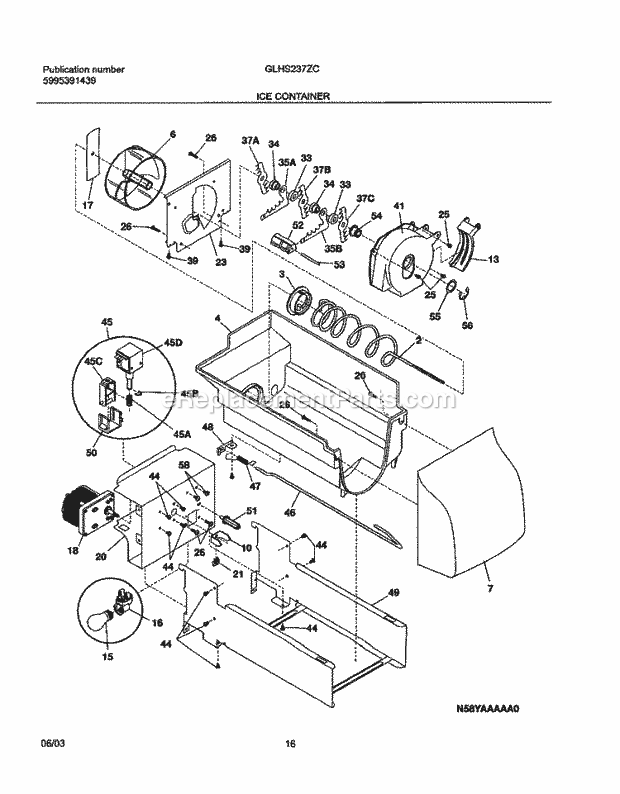 Frigidaire GLHS237ZCQ0 Side-By-Side Sxs Refrigerator Ice Container Diagram