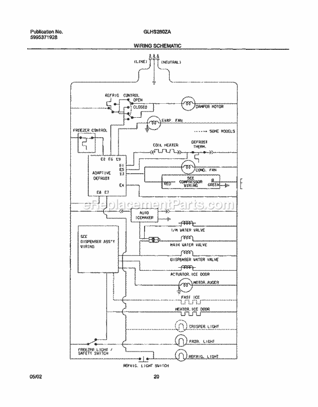 Frigidaire GLHS280ZAB3 Side-By-Side Refrigerator Page L Diagram