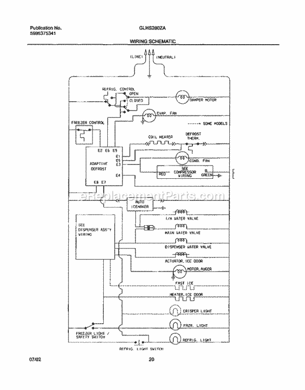 Frigidaire GLHS280ZAQ4 Side-By-Side Refrigerator Page L Diagram