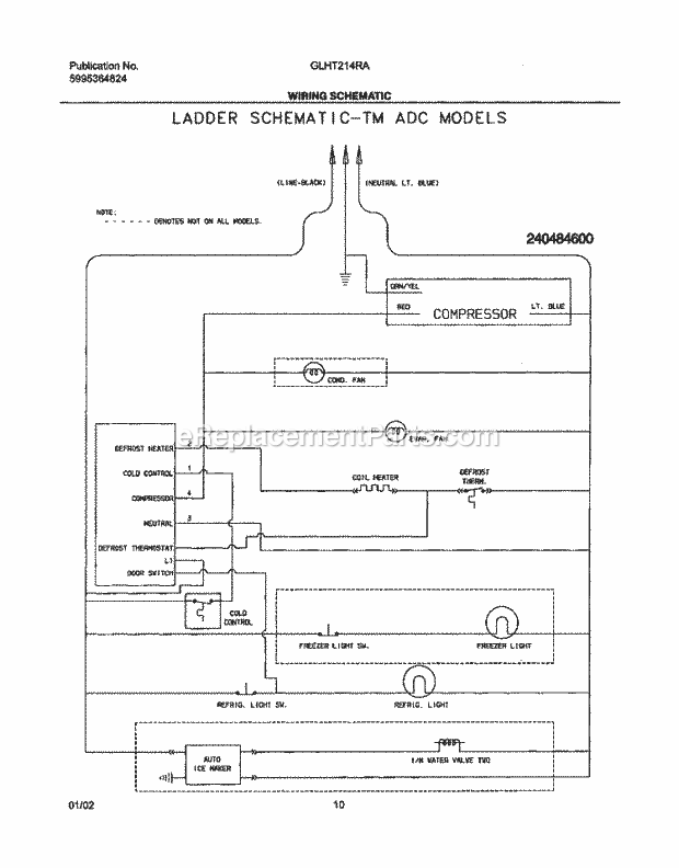 Frigidaire GLHT214RAQ1 Top Freezer Top-Mount Refrigerator Page G Diagram