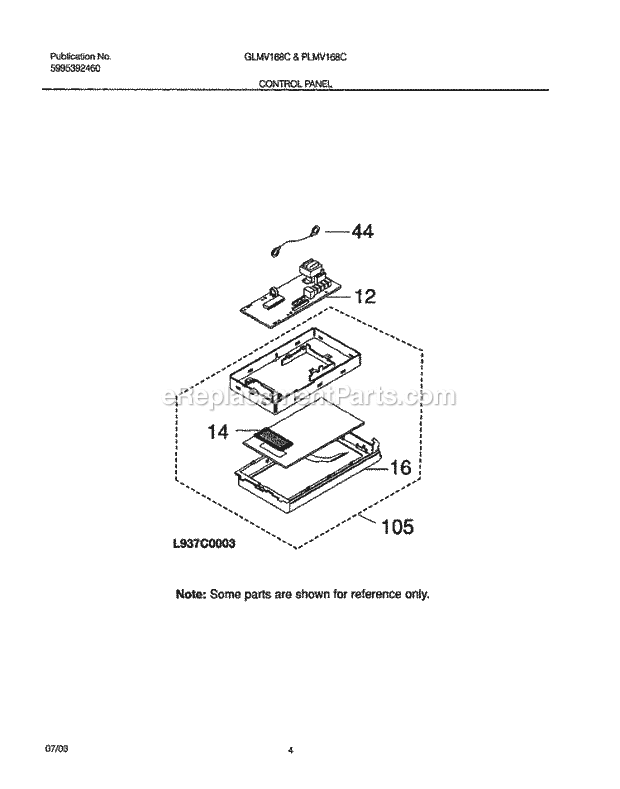 Frigidaire GLMV168CQ1 Microwave Hood Combo Microwave Control Panel Diagram