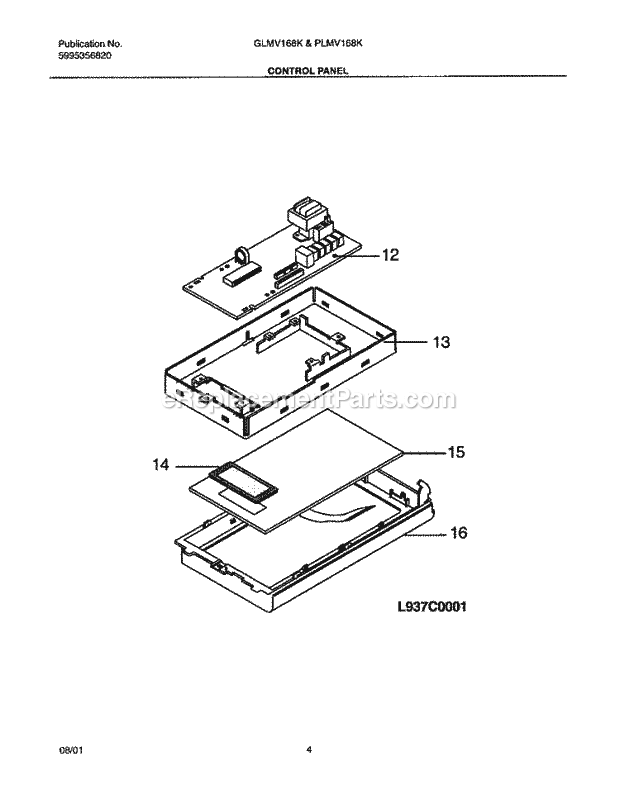 Frigidaire GLMV168KQ1 Microwave Hood Combo Microwave Control Panel Diagram