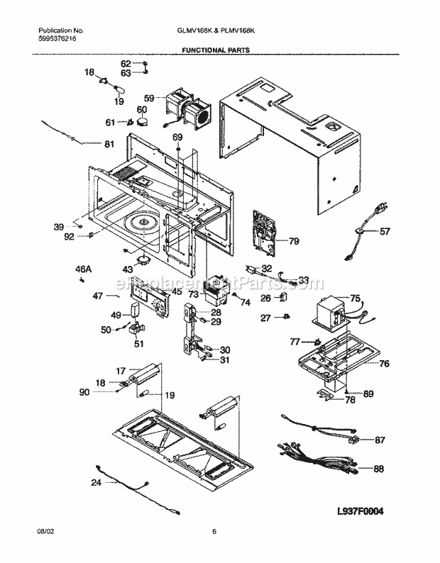 Frigidaire GLMV168KQ2 Microwave Hood Combo Microwave Functional Parts Diagram