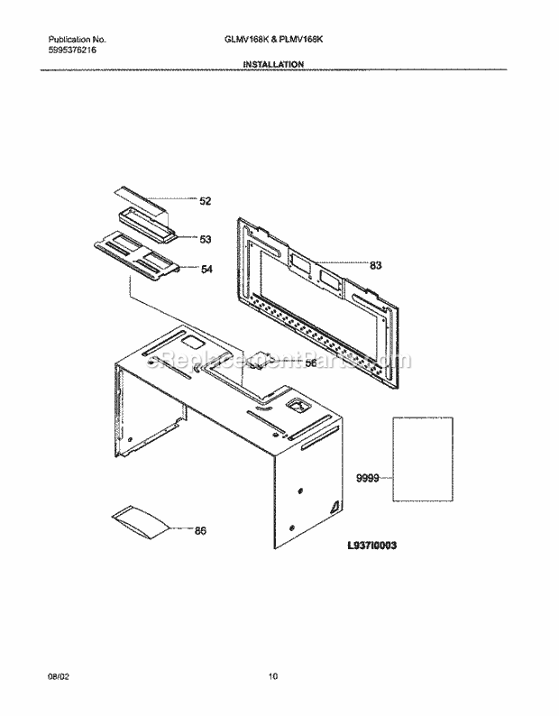 Frigidaire GLMV168KQ2 Microwave Hood Combo Microwave Installation Diagram