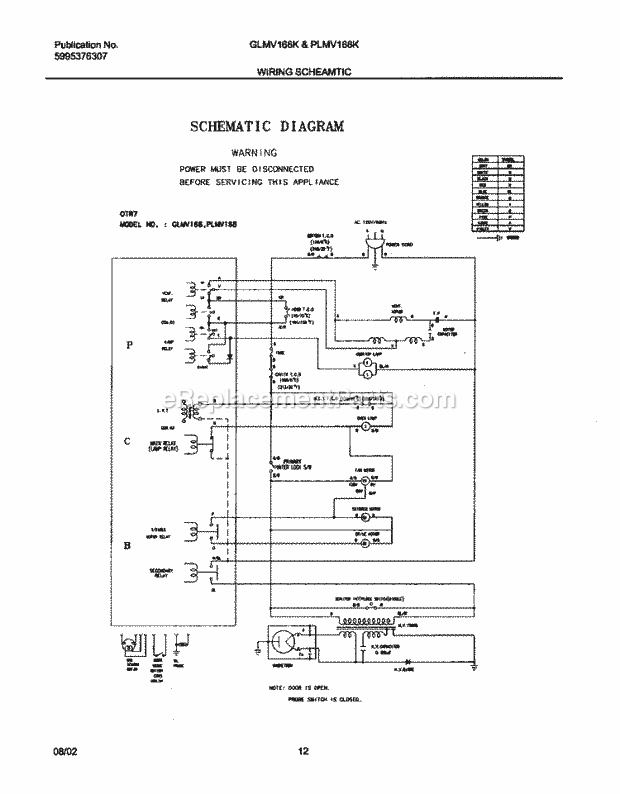 Frigidaire GLMV168KQ3 Microwave Hood Combo Microwave Page H Diagram