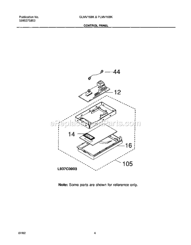 Frigidaire GLMV168KQ4 Microwave Hood Combo Microwave Control Panel Diagram