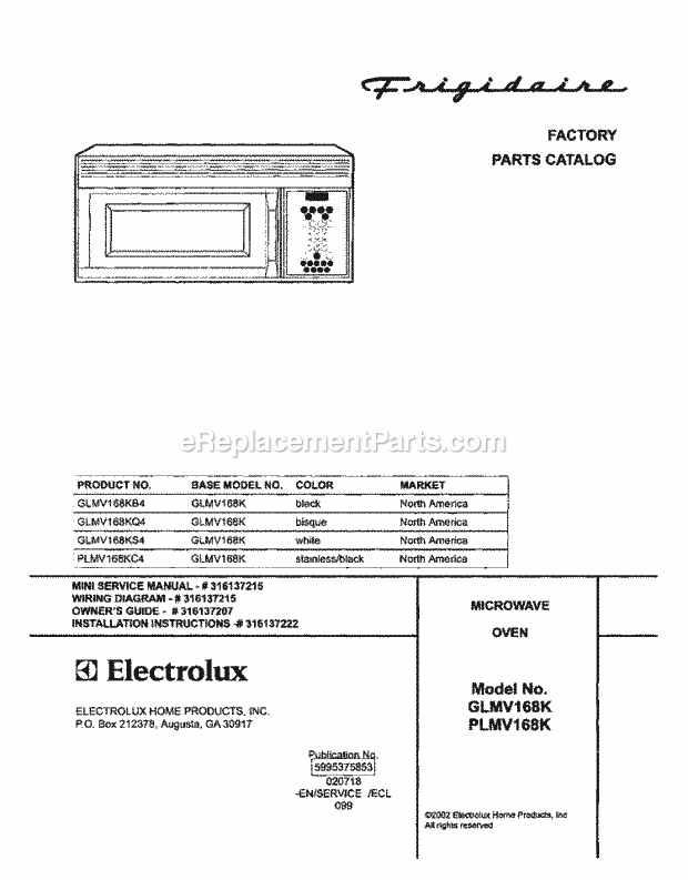Frigidaire GLMV168KQ4 Microwave Hood Combo Microwave Page C Diagram
