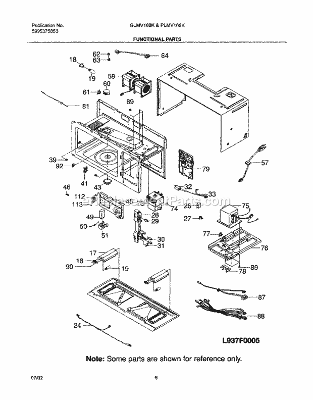 Frigidaire GLMV168KQ4 Microwave Hood Combo Microwave Functional Parts Diagram