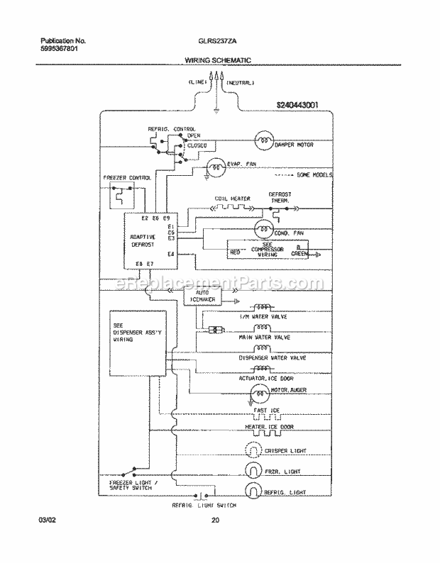 Frigidaire GLRS237ZAW4 Side-By-Side Refrigerator Page L Diagram