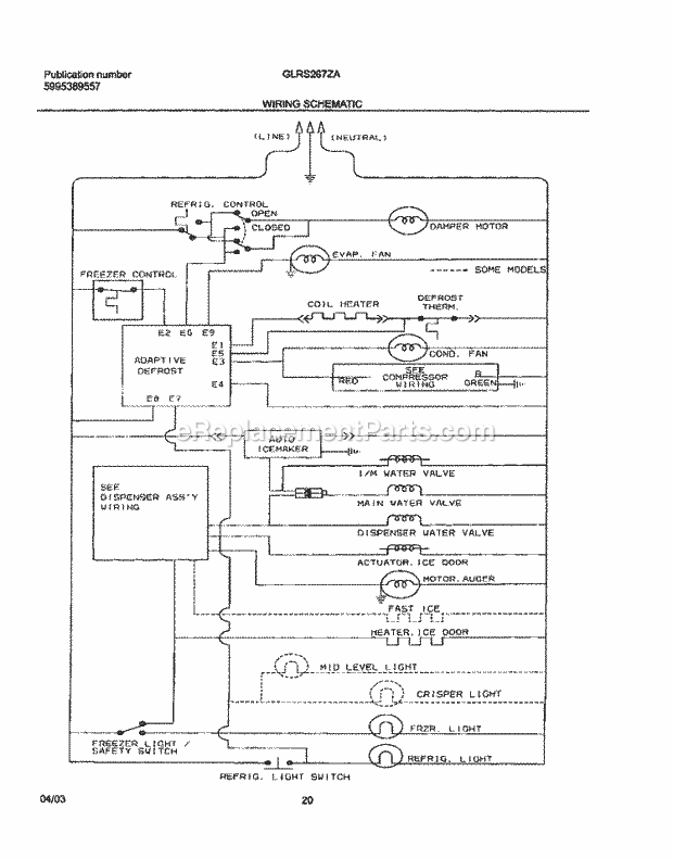 Frigidaire GLRS267ZAW6 Side-By-Side Refrigerator Page L Diagram