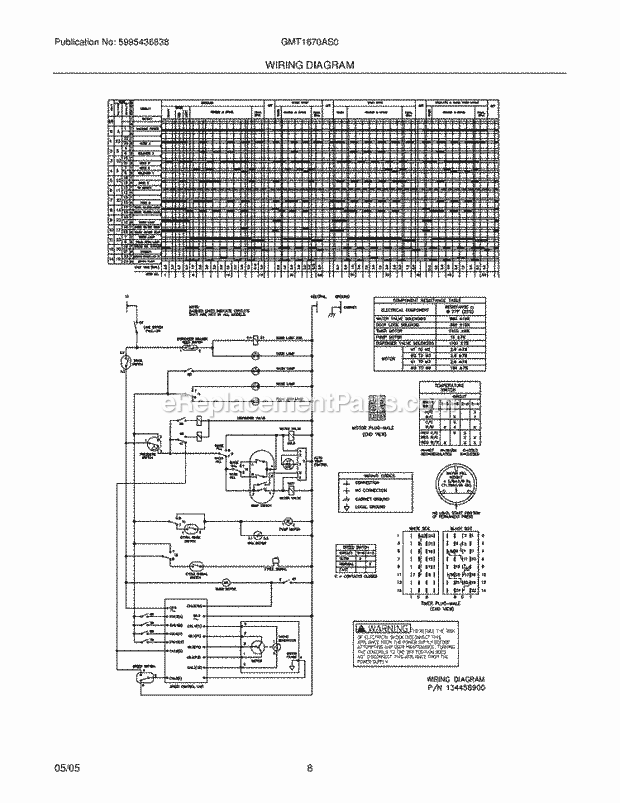 Frigidaire GMT1670AS0 Residential Washer Page E Diagram