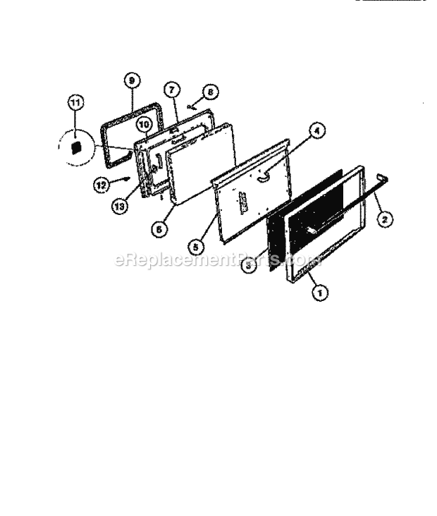 Frigidaire GP32BNL2 Freestanding, Gas Gas Range Door Diagram