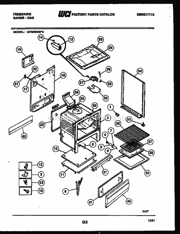 Frigidaire GP32BNL4 Freestanding, Gas Range Gas Body Parts Diagram