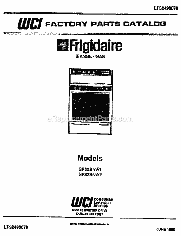 Frigidaire GP32BNW2 Freestanding, Gas Gas Range Page D Diagram