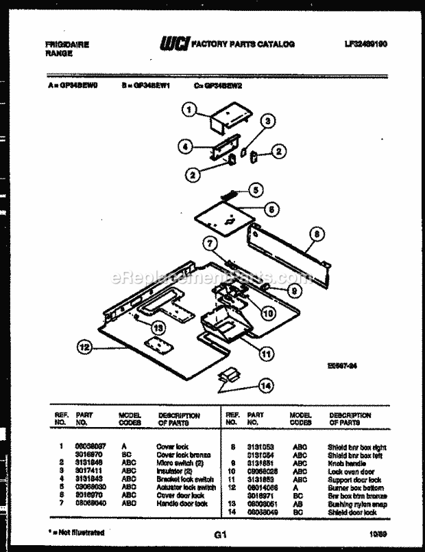 Frigidaire GP34BEL0 Freestanding, Gas Range Gas Burner Box Parts Diagram
